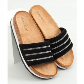 Černé korkové pantofle LS018 Black černý 1