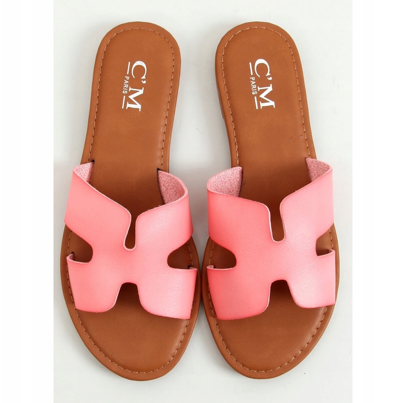 Růžové dámské růžové pantofle 55-2 růžové růžový 1