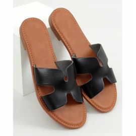 Černé dámské pantofle 55-2 černé černá 1