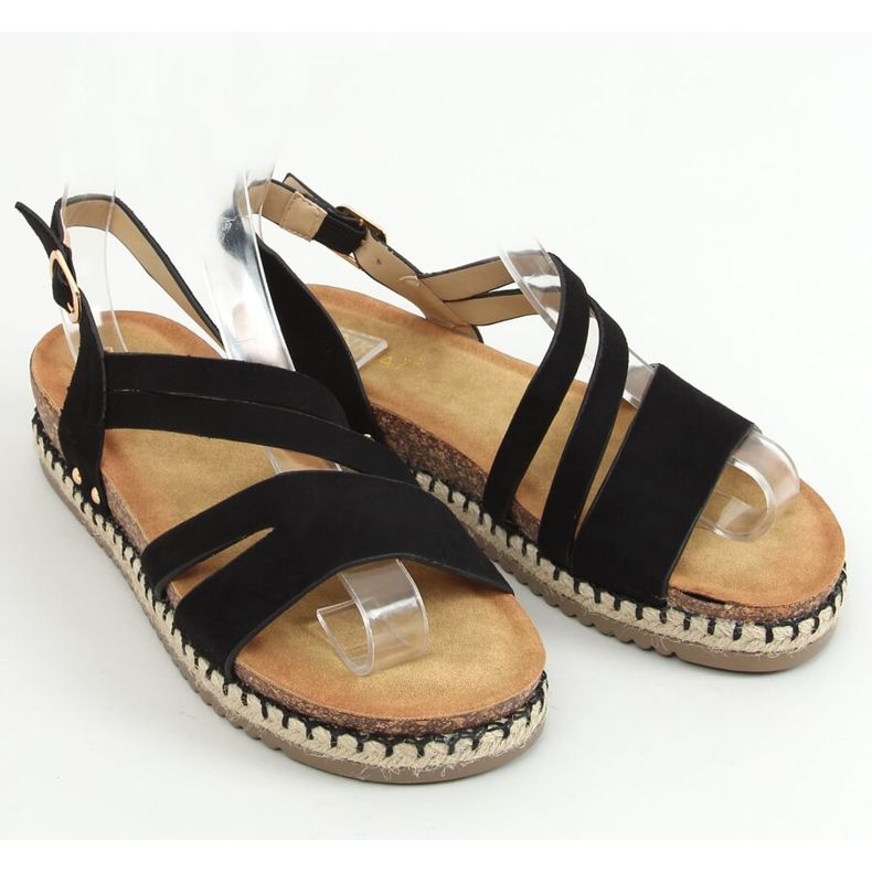 Black Boho espadrilles sandály FD002 Black černá 1