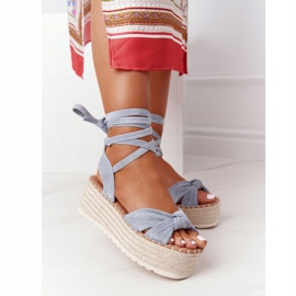 PS1 Svázané sandály na modré pletené platformě La Palma béžový modrý 2 PS1 Svázané sandály na modré pletené platformě La Palma béžový modrý 2