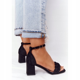 PS1 Sandály na podpatku Long Island Black Suede černý 1