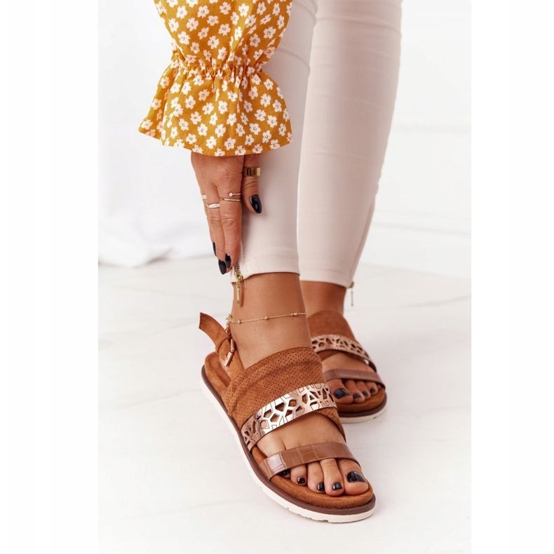 EVE Dámské semišové sandály Camel Asturias hnědý 1