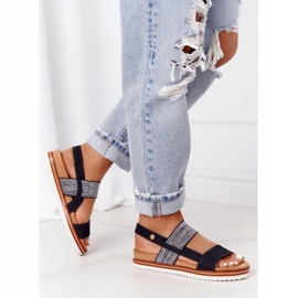 EVE Sandály se stříbrnou manžetou, černá Almeria 2