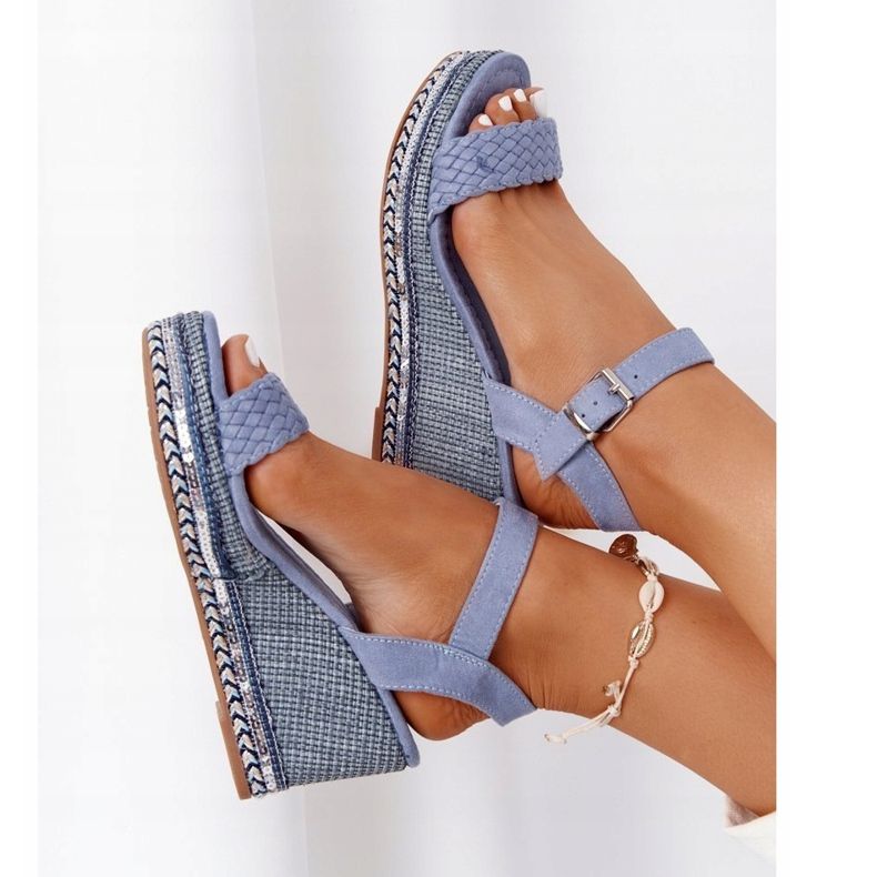 PG1 Sandály na klínku s modrými flitry Scilla 1