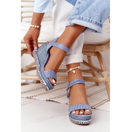 PG1 Sandály na klínku s modrými flitry Scilla 2