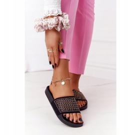 EVE Černé gumové pantofle Tonya s flitry černá 1