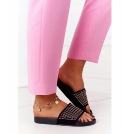 EVE Černé gumové pantofle Tonya s flitry černá 2