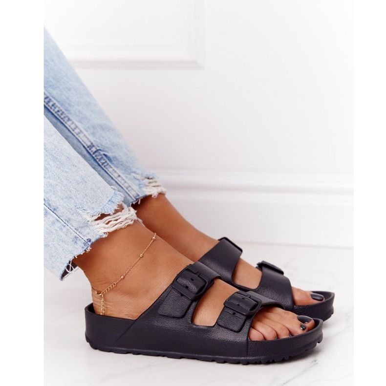 NEWS Dámské černé gumové pantofle Stacy černá 1