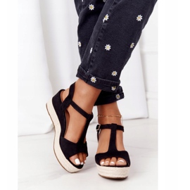 PG1 Černé klínové sandály Graciosa s copánky béžový černá 2