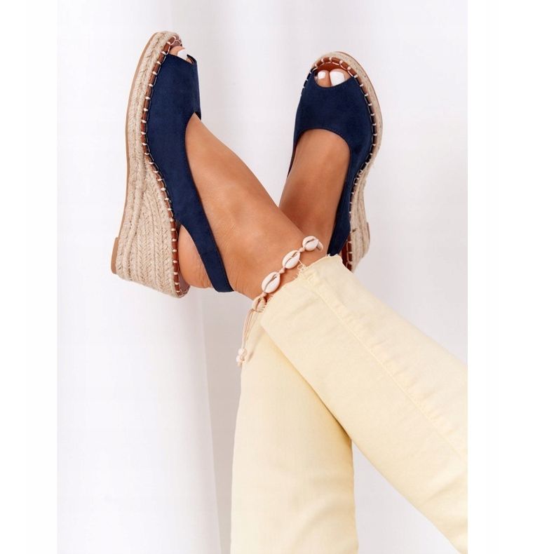 PG1 Klínové sandály Las Palomas s copánky béžový námořnická modrá 1