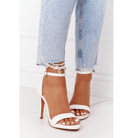 PG1 Elegantní Sandály Na Bílé Glamour Podpatku bílý 2