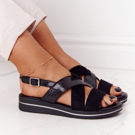 Semišové sandály Sergio Leone SK039 černé a stříbrné černá 1