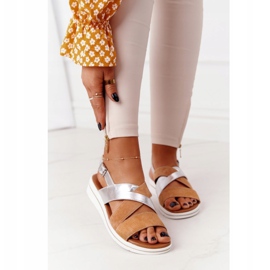 Semišové sandály Sergio Leone SK039 béžové a stříbrné béžový stříbrný 2