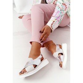 Nazouvací sandály na platformě Sergio Leone SK029 bílo-stříbrné bílý stříbrný 1