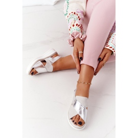 Nazouvací sandály na platformě Sergio Leone SK029 bílo-stříbrné bílý stříbrný 2