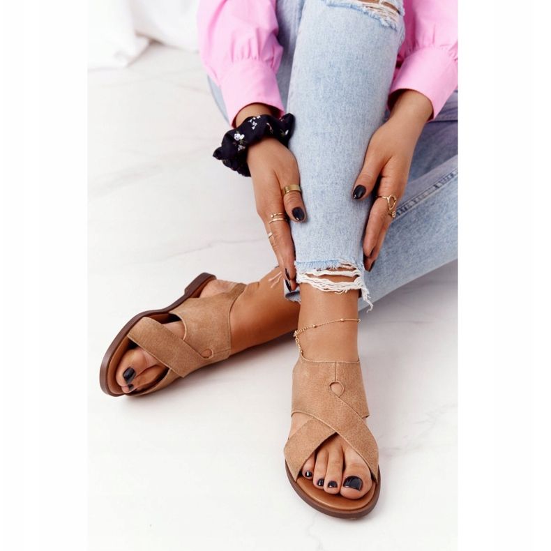 Semišové sandály Sergio Leone SK060 béžové béžový 1