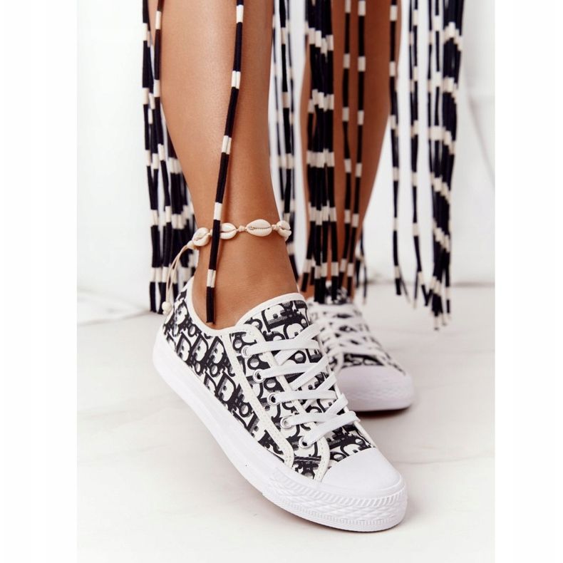 PS1 Dámské tenisky s logem v bílé a černé volno bílý černá 2