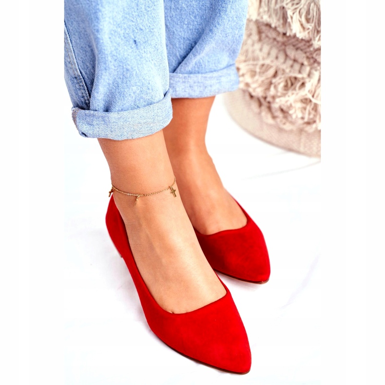 EVE Dámské balerínky v Spitz Suede Red Westley červený 3