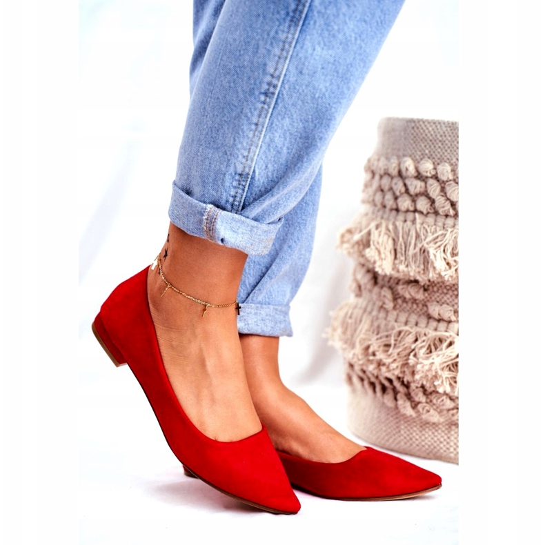 EVE Dámské balerínky v Spitz Suede Red Westley červené 1