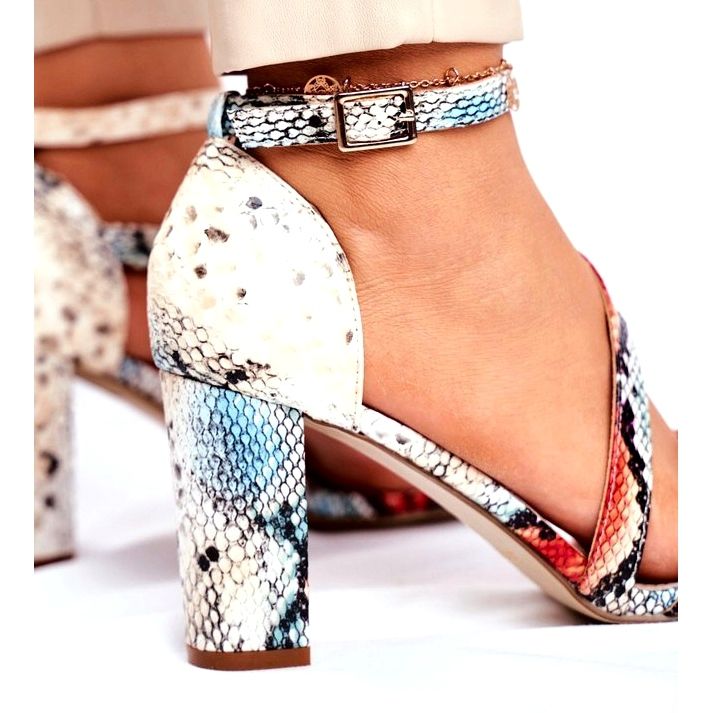 Dámské sandály na vysokém podpatku Sergio Leone Red Snake SK870 béžový vícebarevný 3 Dámské sandály na vysokém podpatku Sergio Leone Red Snake SK870 béžový vícebarevný 3