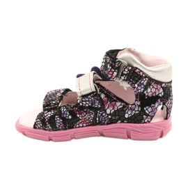 Mazurek Dívčí kožené sandály Vysoké preventivní 291 s motýlem stříbro 1