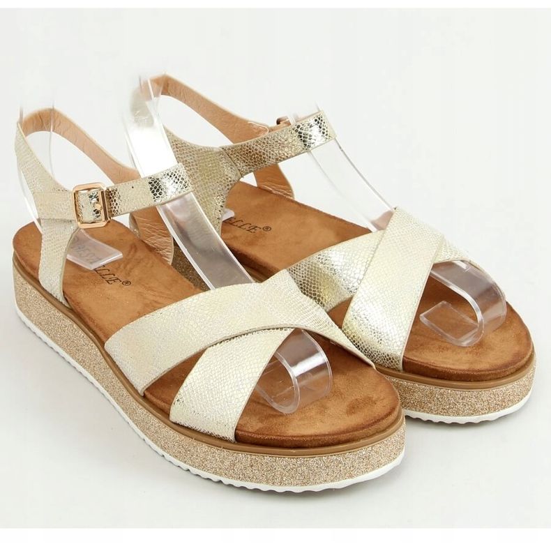Dámské zlaté sandály 100-139SA-1 Gold zlatý 1