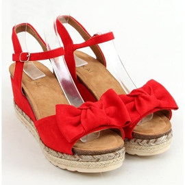 Espadrilky na klínku s mašlí, červená YL92 červená červený 1