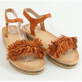Sandály s třásněným velbloudem JN315 Camel hnědý 1
