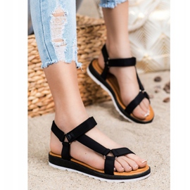 SHELOVET Módní sandály se suchým zipem černý 1