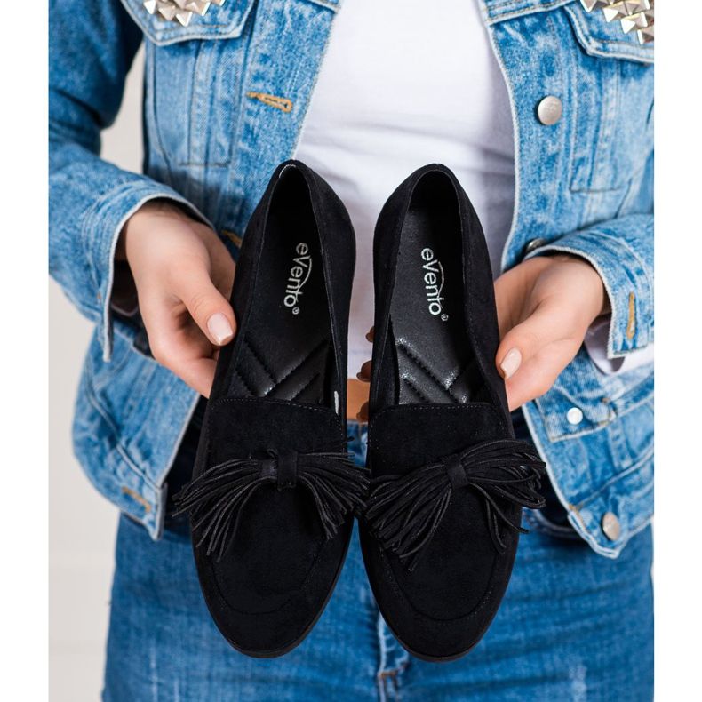 Evento Suede Lords s třásněmi černý 2