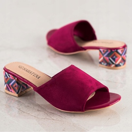 Sabatina Vzorované pantofle na podpatku růžový 1