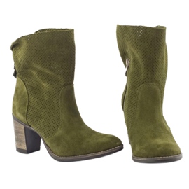 Olivier Prolamované kožené boty Sophia zelené khaki zelený 2