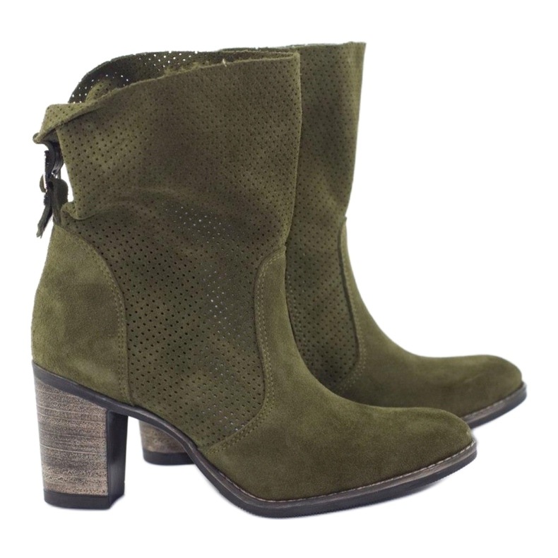 Olivier Prolamované kožené boty Sophia zelené khaki zelený 3