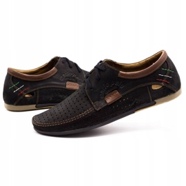 Olivier Pánské otevřené kožené boty 563 černé hnědý 3