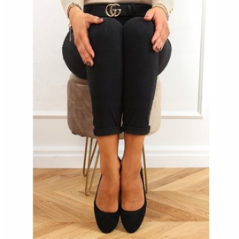 Černé CC212P Černé hladké semišové balerínky černá 1