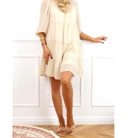 Béžové pantofle s ozdobným řetízkem 35-230 Béžové béžový 2