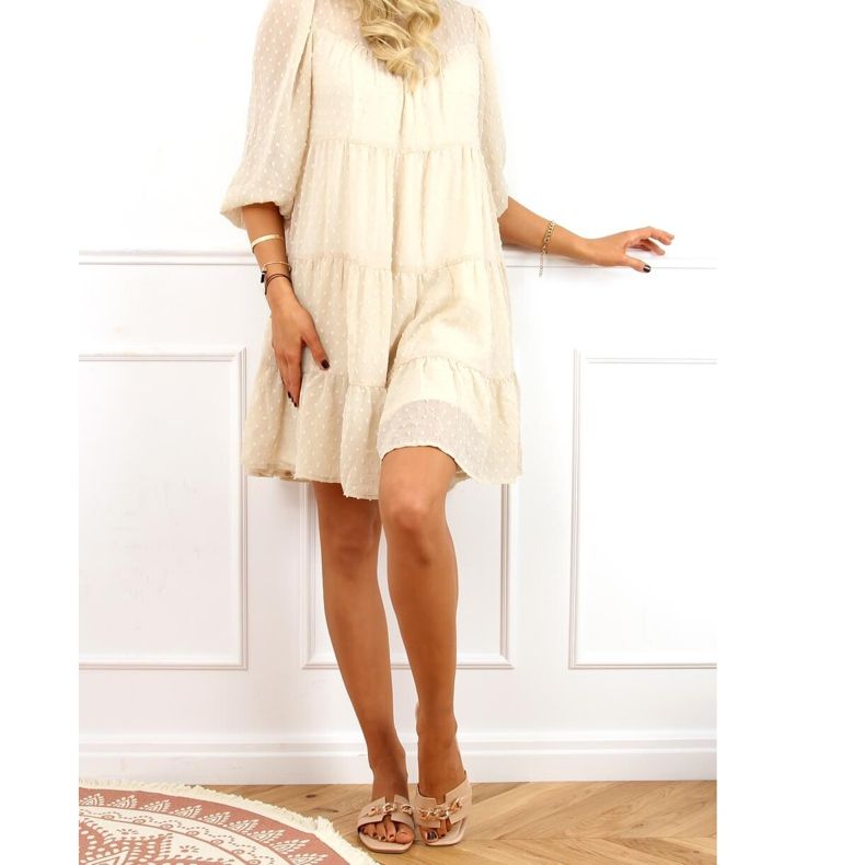 Béžové pantofle s ozdobným řetízkem 35-230 Béžové béžový 2