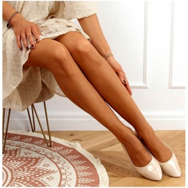 Hladké béžové lakované balerínky CC201 béžové béžový 1