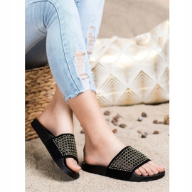 Evento Stylové pantofle s ozdobami černý 1