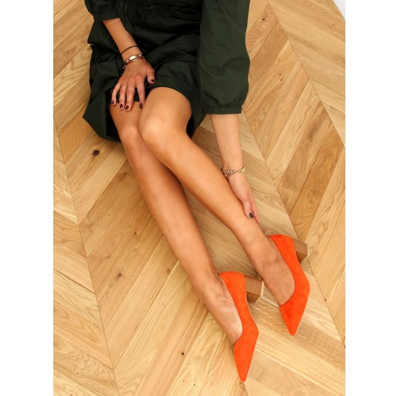 Lodičky na dřevěných podpatcích oranžová CL75P Orange pomerančový 1
