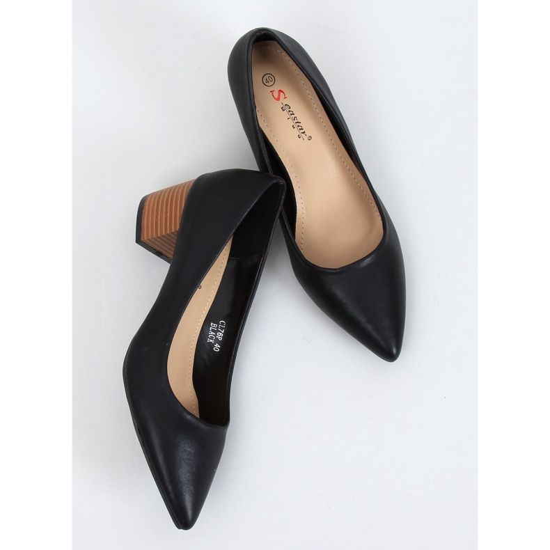 Lodičky na širokých podpatcích černé CL76P Black černý 1