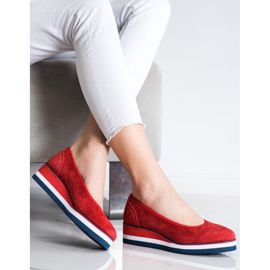 Filippo Kožená klínová čerpadla červený 2