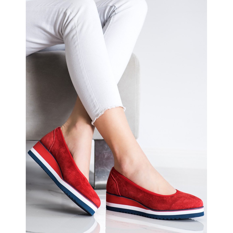 Filippo Kožená klínová čerpadla červené 2 Filippo Kožená klínová čerpadla červené 2