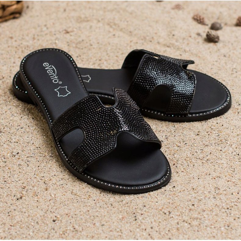 Evento Černé pantofle s krystaly černá 1