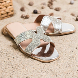 SHELOVET Stylové pantofle s kubickým zirkonem stříbrný 2