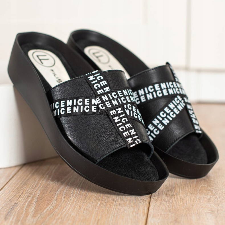 Filippo Kožené módní pantofle černý 1