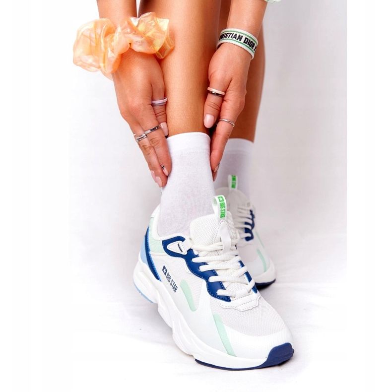 Dámská sportovní obuv Memory Foam Big Star HH274810 bílá bílý modrý zelená 4 Dámská sportovní obuv Memory Foam Big Star HH274810 bílá bílý modrý zelená 4