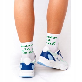 Dámská sportovní obuv Memory Foam Big Star HH274810 bílá bílý modrý zelený 3