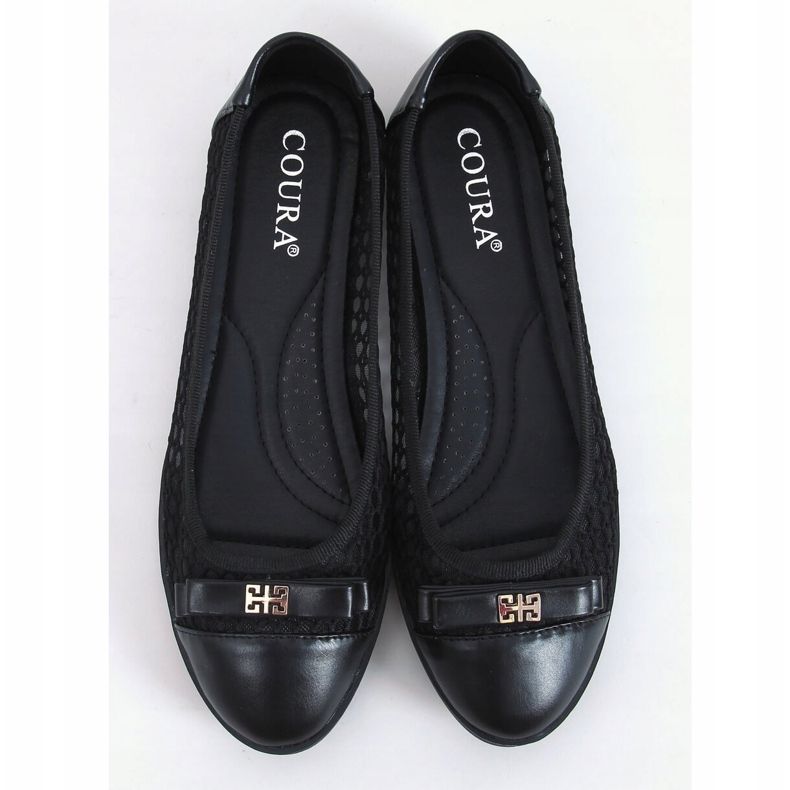 Černé prolamované balerínky 1378 Black černá 1